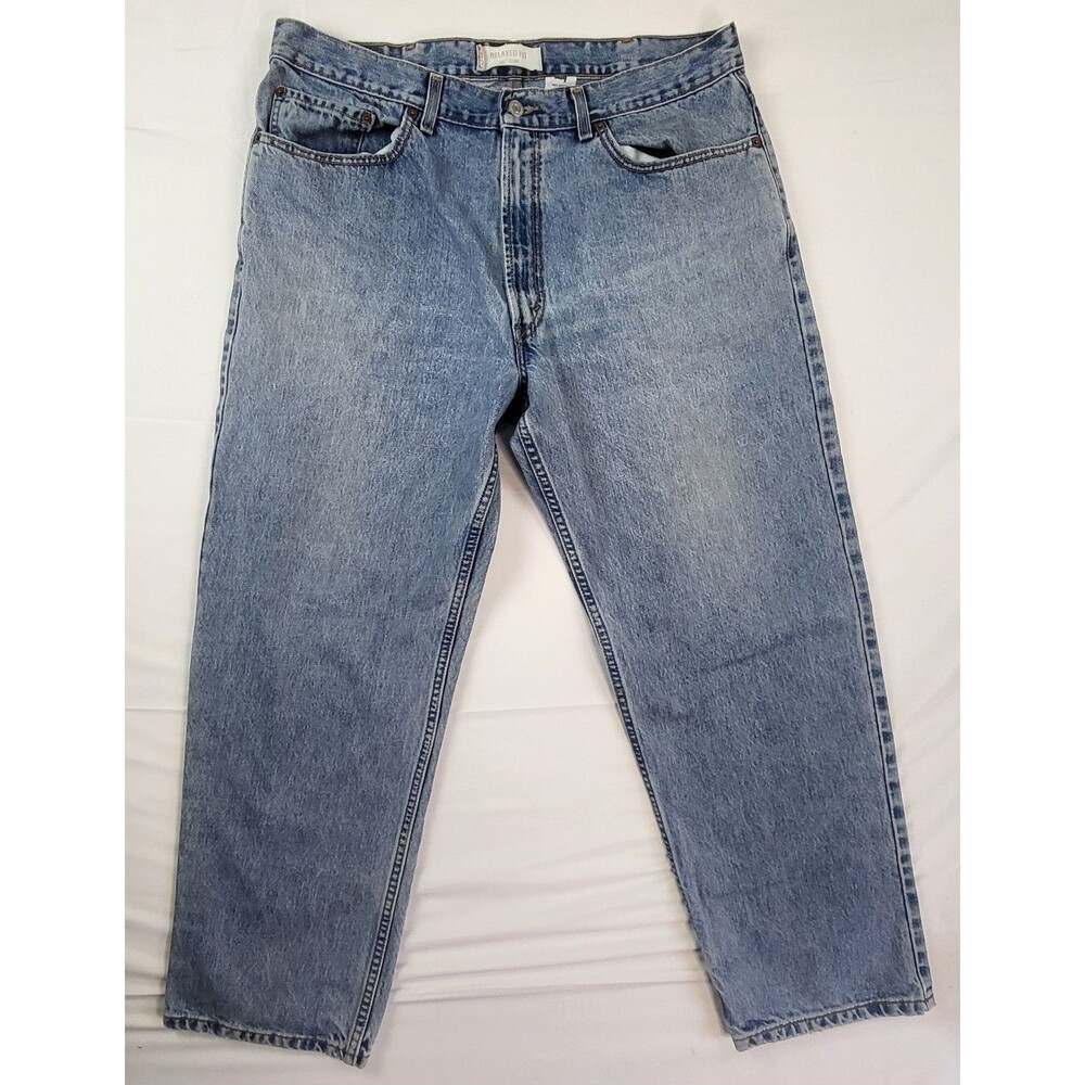 Vintage Y2K Levis 550 Blue Denim Jeans Size 38x30 Made In Mexico Distressed